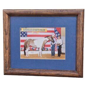 Vintage Kansas State Fair 1990 Horse Show Framed Photograph Western Wall Art
